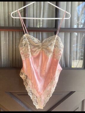 Victoria's Secret Pink Satin Slip with Cream Lace